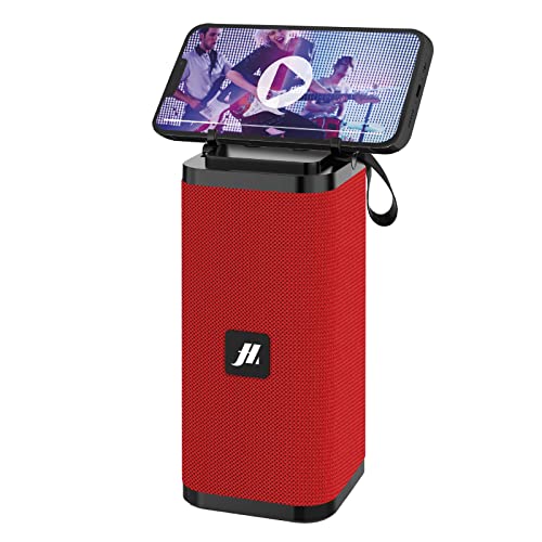 MUSIC HERO SBS Lautsprecher drahtlos Band 6W, tragbarer Lautsprecher mit MicroSD-Anschlüssen, USB-Stick und AUX-Kabel, Telefonständer, inklusive Ladekabel, rot von MUSIC HERO