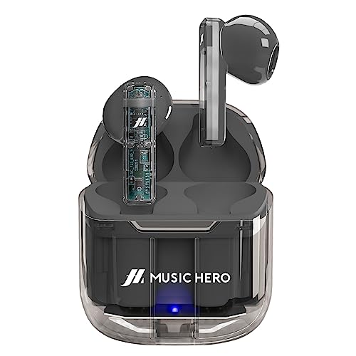 MUSIC HERO SBS TWS ICY Ohrhörer, transparentes, kabelloses Headset mit Ladeetui, 3 Stunden Musik- und Gesprächszeit, integriertes Mikrofon, inkl. USB-C-Ladekabel von MUSIC HERO