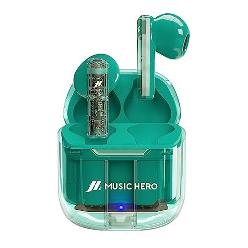 MUSIC HERO SBS TWS ICY Ohrhörer, transparentes kabelloses Headset mit Ladecase, 3 Stunden Musik- und Gesprächszeit, integriertes Mikrofon, inkl. USB-C-Ladekabel von MUSIC HERO