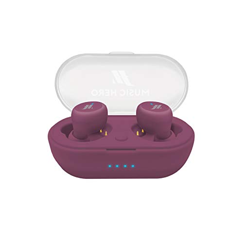 MUSIC HERO TWS True Kabellose Stereo-Kopfhörer in Tubeverpackung mit 300 mAh Ladestation, Multifunktionstasten, integriertes Mikrofon, 4 Silikon-Ohrstöpsel, Rosa von MUSIC HERO