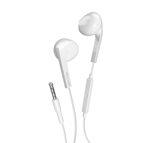 Music Hero AUX kabelgebundene Ohrhörer, 3,5-mm-Klinken-Kopfhörer, integrierte Bedienelemente, Mikrofon, Semi-In-Ear, weiß Music Hero AUX kabelgebundene Ohrhörer, 3,5-mm-Klinken-Kopfhörer, integrierte Bedienelemente, Mikrofon, Semi-In-Ear, weiß von MUSIC HERO