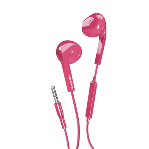 Music Hero kabelgebundene AUX-Kopfhörer, 3,5-mm-Klinkenstecker, integrierte Bedienelemente, Mikrofon, Semi-In-Ear, pink Music Hero kabelgebundene AUX-Kopfhörer, 3,5-mm-Klinkenstecker, integrierte Bedienelemente, Mikrofon, Semi-In-Ear, pink von MUSIC HERO