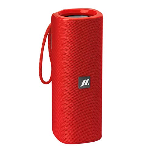 SBS Bluetooth Lautsprecher mit Schlaufe, 6W Box, TF-Kartenanschluss bis 32GB, Anschlüsse für USB-Stick und AUX-Kabel - Wireless Lautsprecher Box rot - Musikbox von MUSIC HERO
