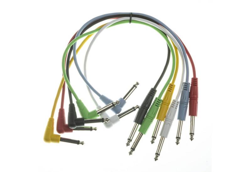 MUSIC STORE Audio-Kabel, Patchkabel, 6er-Pack, Mono Klinke, Winkelklinke, Multicolour, Studio von MUSIC STORE