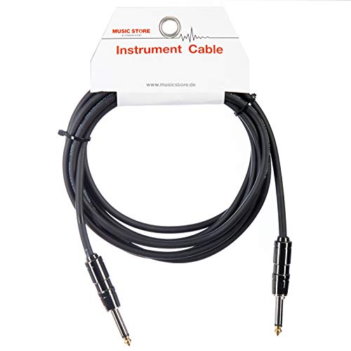 MUSIC STORE Instrumentenkabel, Mute Plug, Gerade/Gerade, 3 m, Schwarz, Vergoldete Kontakte, Gehobener Standard von MUSIC STORE