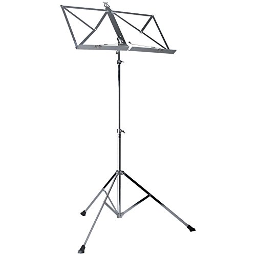MUSIC STORE Notenständer, Zubehör Musiker, faltbares Notenstativ silber mit Dreibein, Leichtes Stativ aus vernickeltem Metall MUSIC STORE Notenständer, Zubehör Musiker, faltbares Notenstativ silber mit Dreibein, Leichtes Stativ aus vernickeltem Metall von MUSIC STORE