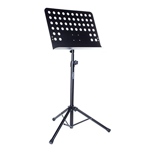 MUSIC STORE Orchesterpult, dreibeiniges Notenpult schwarz mit Lochblechauflage, höhenverstellbarer Ständer aus Stahl, Premium MUSIC STORE Orchesterpult, dreibeiniges Notenpult schwarz mit Lochblechauflage, höhenverstellbarer Ständer aus Stahl, Premium von MUSIC STORE