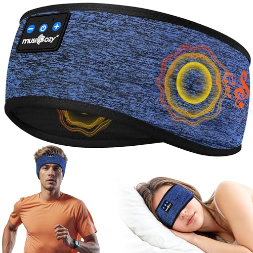 MUSICOZY Schlafkopfhörer Bluetooth 5.4, Schlaf Kopfhörer Sport-Kopfhörer 14+STD Spielzeit Kopfhörer Schlafen mit HiFi-Stereo, Ergonomisch Tech Gadgets für Seitenschläfer (Hellblau, L) von MUSICOZY