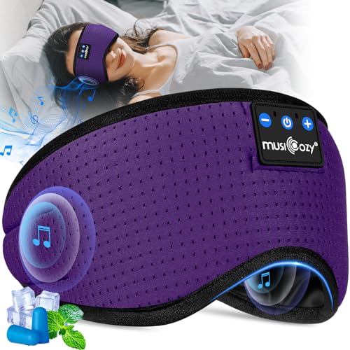 Musicozy Schlafmasken-Kopfhörer, verbesserte Bluetooth V5.3 Schlaf-Kopfhörer mit verstellbaren Kopfhörern für Seitenschläfer, atmungsaktiv und bequem, Bluetooth-Augenmaske, Tech-Gadgets, Schlafhilfen von MUSICOZY