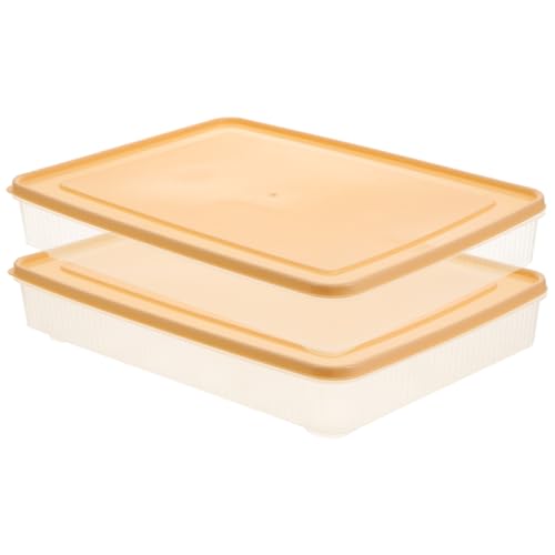 MUSISALY 2St Aufbewahrungskiste Tablett mit Deckel stapelbarer Eierhalter Behälter mit Deckel storage boxes aufbwahrungs-box Kühlschrank-Eierhalter Kühlschrank Eierbehälter Plastik Beige von MUSISALY