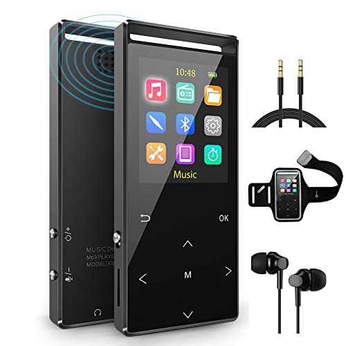 64GB MP3-Player, MUSRUN MP3 Player mit Bluetooth Armtasche, HiFi, AUX-Record, Sleeptimer, FM, FM-Record, Schwarz Matt von MUSRUN