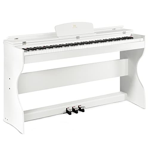 MUSTAR Digital Piano 88 Tasten, E Piano weiß, Elektrisches Klavier mit Klavierständer, 3 Pedale Adapter, 2 Kopfhöreranschluss, LCD-Bildschirm, USB/MIDI, Piano für Anfänger von MUSTAR