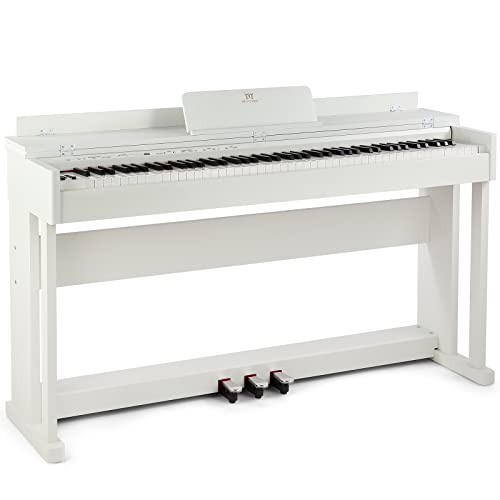 MUSTAR Digital Piano 88 Tasten mit Hammermechanik, E Piano weiß, E-Klavier mit 3 Pedale Adapter, 2 Kopfhöreranschluss, Duales Kontrollsystem, USB/MIDI, Klassisch professionell von MUSTAR