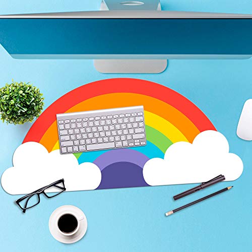 MUSTARD Großes Regenbogen-Schreibtischunterlage, 60 x 36 cm, auslaufsicher, Regenbogen-Mauspad, dekoratives Regenbogen-Mauspad von MUSTARD
