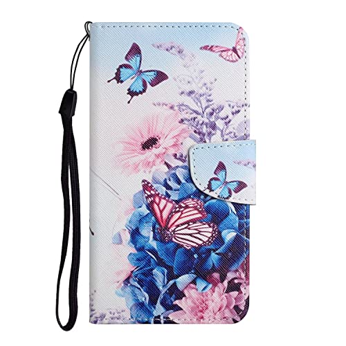 MUTOUREN Handyhülle Kompatibel mit Samsung Galaxy A13 4G/5G Hülle PU Leder Schutzhülle Brieftasche Flip Wallet Case Cover mit 1* Displayschutzfolie - Blumen und Schmetterlinge von MUTOUREN