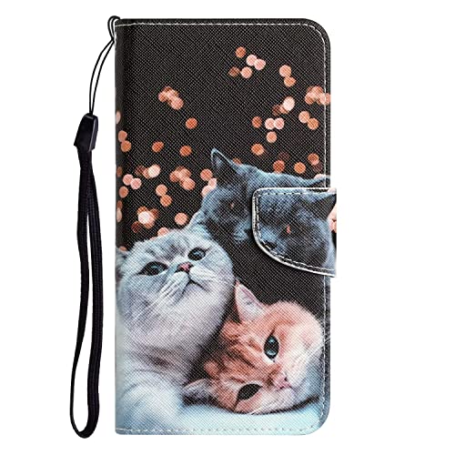 MUTOUREN Handyhülle Kompatibel mit Samsung Galaxy A13 4G/5G Hülle PU Leder Schutzhülle Brieftasche Flip Wallet Case Cover mit 1* Displayschutzfolie - Katzen von MUTOUREN