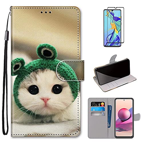 MUTOUREN Handyhülle Kompatibel mit Xiaomi Poco X3 NFC/Poco X3 Pro Hülle PU Leder Schutzhülle Brieftasche Flip Wallet Case Cover mit 1* Displayschutzfolie - Liebenswerte Katze von MUTOUREN