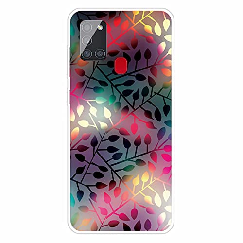 MUTOUREN Handyhülle für Samsung Galaxy A21S Hülle mit【gratis Panzerglas】 TPU Silikon Schutzhülle Shockproof Durchsichtig Tasche Etui Ultradünne Kratzfeste Case Cover, Bunte Blätter von MUTOUREN