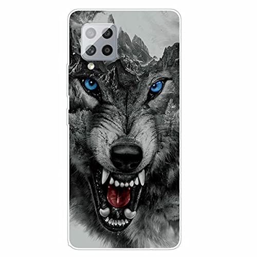 MUTOUREN Handyhülle für Samsung Galaxy A42 5G Hülle mit【gratis Panzerglas】 TPU Silikon Schutzhülle Shockproof Durchsichtig Tasche Etui Ultradünne Kratzfeste Case Cover, Wolf 02 von MUTOUREN