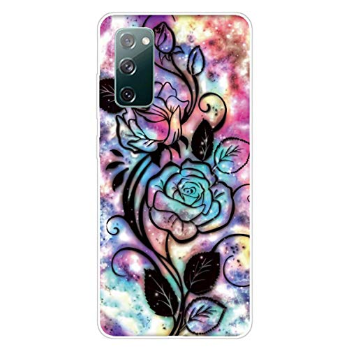 MUTOUREN Handyhülle für Samsung Galaxy S20 FE 4G/5G Hülle mit【gratis Panzerglas】 TPU Silikon Schutzhülle Shockproof Durchsichtig Tasche Etui Ultradünne Kratzfeste Case Cover, Schwarze Rose von MUTOUREN