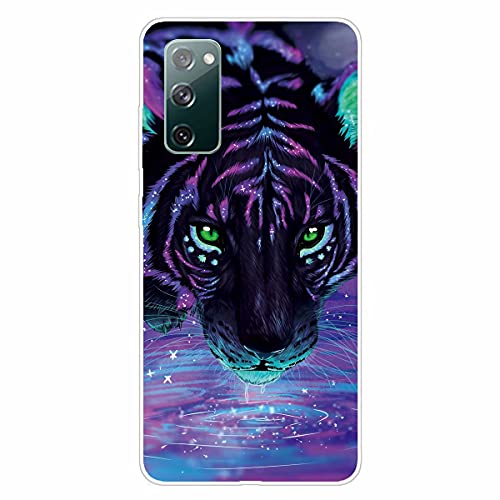 MUTOUREN Handyhülle für Samsung Galaxy S20 FE 4G/5G Hülle mit【gratis Panzerglas】 TPU Silikon Schutzhülle Shockproof Durchsichtig Tasche Etui Ultradünne Kratzfeste Case Cover, Sternenhimmel und Löwe von MUTOUREN