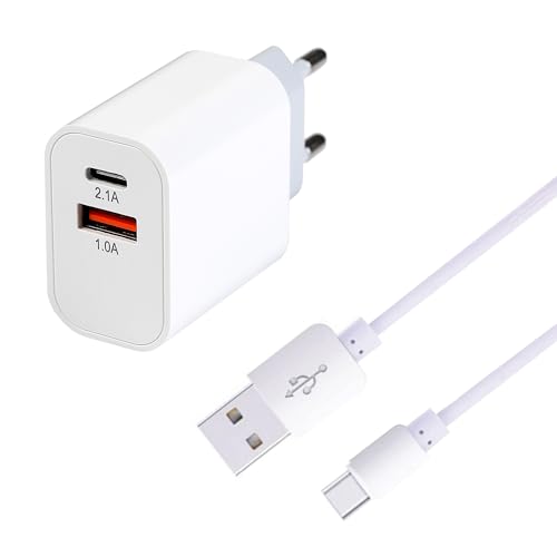 MUTTO Pack USB-C-Ladegerät, 10 W, Schnellladestecker mit Typ C und A + USB-Kabel Typ C, 1 m, Ladegerät Typ C, Schnellladung und Synchronisierung von M MUTTO THINK & TECH