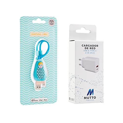 MUTTO Poupée Russe USB-C-Ladegerät, USB-C-Netzadapter, 10 W, Schnellladestecker mit Typ C und A + USB-Datenkabel von MUTTO