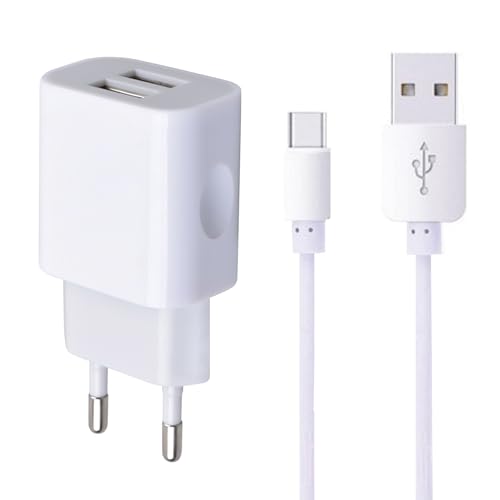 MUTTO Universal-Wandladegerät, 5 V, 2 A, 10 W, mit 2 USB-Anschlüssen, 1 m, USB-Kabel, Typ-C, Schnellladung und Synchronisierung von MUTTO