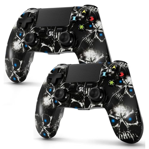 MUZELI 2er-Pack Controller für PS4, Kabelloser Controller kompatibel mit PS4/Pro/Slim/PC/iOS/Android/MacOS, mit Dual-Vibration/3,5-mm-Audio-Buchse/empfindlichem Touchpad(Schwarz) von MUZELI