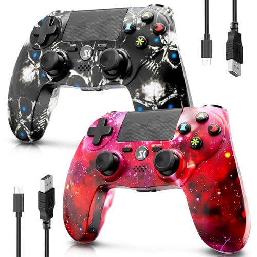 MUZELI 2er-Pack Kabelloser Controller für PS4, Multi-Plattform Controller kompatibel mit PS4/Pro/Slim/PC/iOS/Android/MacOS, mit Dual-Vibration/3,5-mm-Audio-Buchse/empfindlichem Touchpad MUZELI 2er-Pack Kabelloser Controller für PS4, Multi-Plattform Controller kompatibel mit PS4/Pro/Slim/PC/iOS/Android/MacOS, mit Dual-Vibration/3,5-mm-Audio-Buchse/empfindlichem Touchpad von MUZELI