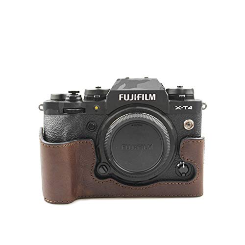 Fuji X-T4 Hülle, MUZIRI KINOKOO Schutzhülle Kompatibel für Fujifilm X-T4 / XT4 Kamera, Echtleder Halb Bottom Case mit Grip Design - Braun von MUZIRI KINOKOO