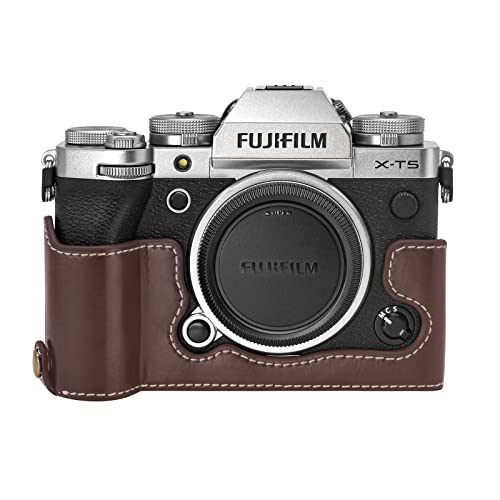 MUZIRI KINOKOO Fuji XT5 Tasche, Schutzhülle Kompatibel für Fuji XT5/X-T5 Kamera mit PU Leder Halbkörper Bodentasche mit - Kaffee von MUZIRI KINOKOO