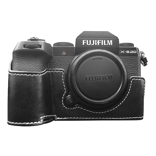MUZIRI KINOKOO Hülle für Fujifilm Fuji XS20/X-S20 Kamera, Retro-Stil PU-Leder Fuji XS20 Schutzhülle mit Handgriff und Öffnungsbodendesign – Schwarz von MUZIRI KINOKOO