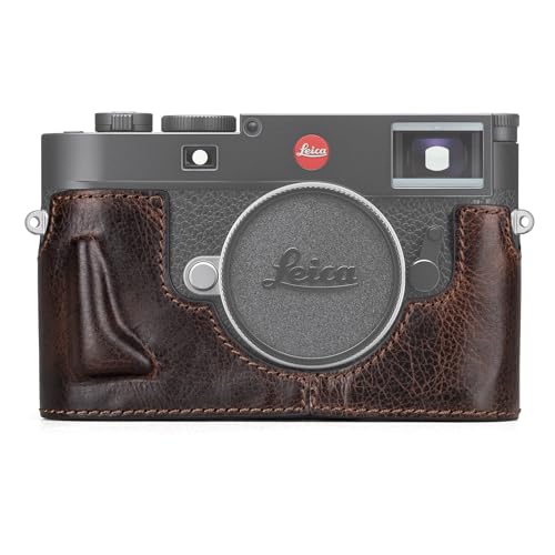 MUZIRI KINOKOO Leica M11 Hülle, Retro Stil Echtleder Hülle für Leica M11 Kamera Bottom Schutzhülle - mit Handgriff und Öffnung unten Design - Kaffee von MUZIRI KINOKOO