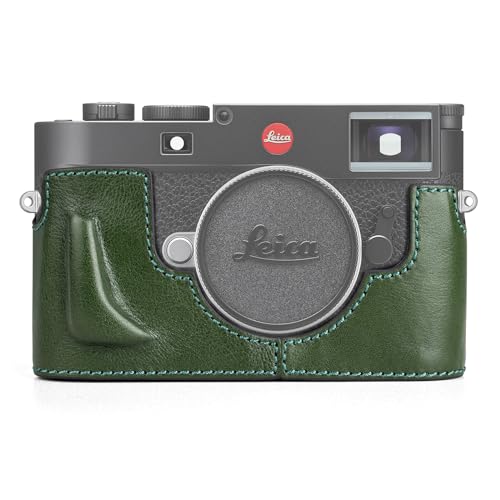 MUZIRI KINOKOO Leica M11 Hülle, Retro Stil Echtleder Tasche für Leica M11 Kamera Boden Schutzhülle - mit Handgriff und Öffnung unten Design - Grün von MUZIRI KINOKOO