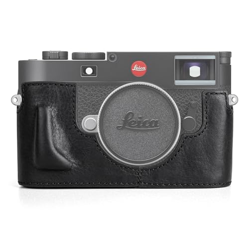 MUZIRI KINOKOO Leica M11 Hülle, Retro Stil Echtleder Tasche für Leica M11 Kamera Boden Schutzhülle - mit Handgriff und Öffnung unten Design - Schwarz von MUZIRI KINOKOO