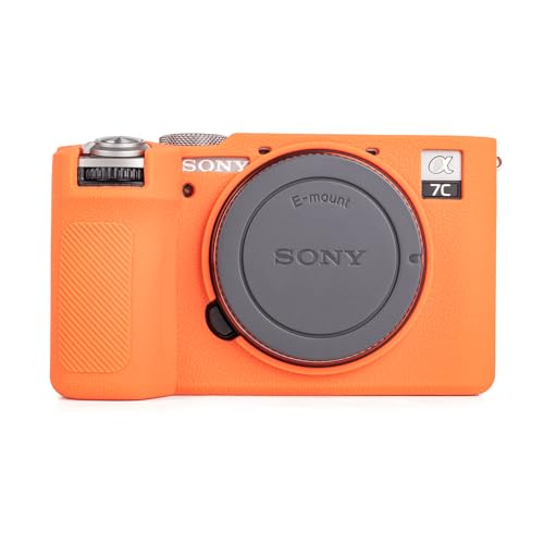 MUZIRI KINOKOO Silikon Kameratasche für Sony A7C II/Alpha 7C II/A7CM2/A7C2 Kamera, Protective Tasche Passform für Sony Alpha 7C II Kamera - Orange von MUZIRI KINOKOO