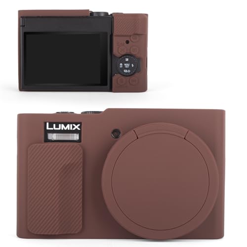 MUZIRI KINOKOO Silikon Tasche kompatibel mit Panasonic Lumix DC-TZ99 Digitalkamera – Weiche Gummi-Schutzhülle mit Abnehmbarer Objektivabdeckung – rutschfest und Kratzfest – Kaffeebraun von MUZIRI KINOKOO
