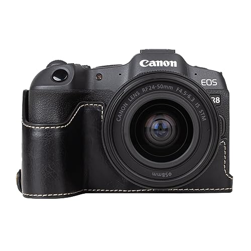 MUZIRI KINOKOO Tasche für Canon EOS R8/EOSR8 DSLR-Kamera, Retro-Stil PU-Leder Canon EOS R8 Schutzhülle mit Handgriff und Öffnungsboden-Design – Schwarz von MUZIRI KINOKOO