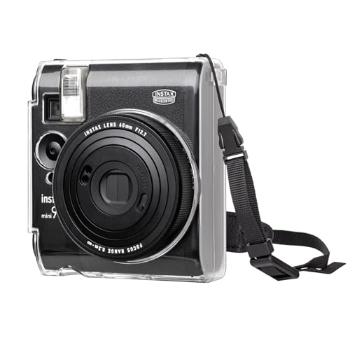 MUZIRI KINOKOO Tasche kompatibel mit Fujifilm Fuji Instax Mini 99 Sofortbildkamera, Hart-PVC Fuji Mini 99 Klarsichthülle, einfaches Tragen mit verstellbarem Schultergurt – transparent von MUZIRI KINOKOO