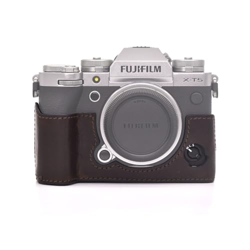 MUZIRI KINOKOO XT5 Tasche Kompatibel für Fuji XT5/X-T5 Digitalkamera mit Echtleder Half Case mit Handgriff mit Kaffee von MUZIRI KINOKOO