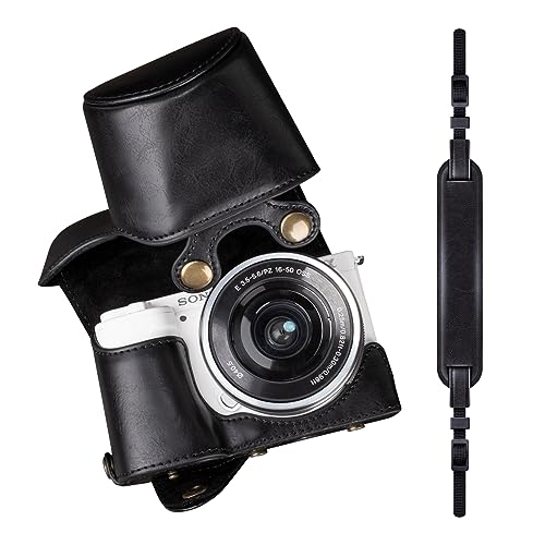 MUZIRI KINOKOO ZVE10 Kameratasche - kompatibel mit Sony ZV-E10 ZVE10 mit 16-50mm Objektiv - PU Leder Tasche mit verstellbarem Schultergurt - Schwarz von MUZIRI KINOKOO