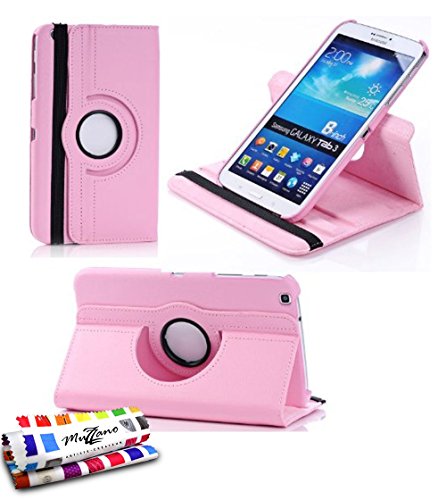 Klapptasche Samsung Galaxy Tab 3 8.0 [Le Folio Drehbar Premium] [Rosa] von MUZZANO + Eingabestift und Reinigungstuch Muzzano® angeboten – Der Schutz stoßfest ultimative, elegante und nachhaltige für Ihr Samsung Galaxy Tab 3 8.0 von MUZZANO