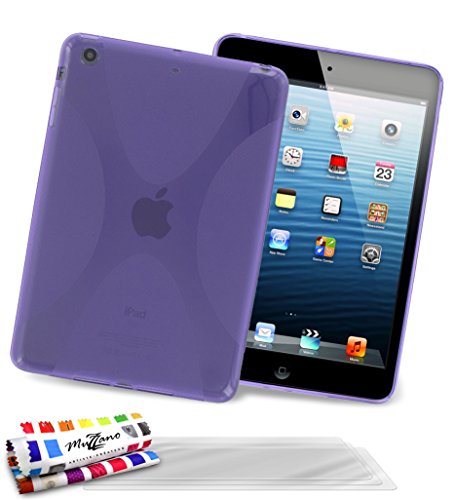 'Muzzano Extra Dünnes Weiche Schutzhülle "Le X" Premium violett für Apple iPad Mini 2 hochwertige Qualität – Originelle – Schutz Elegante Elegante, optimale und nachhaltige + 3 Schutzfolie Display transparent "UltraClear + 1 Eingabestift und 1 Reinigungstuch Muzzano angeboten von MUZZANO