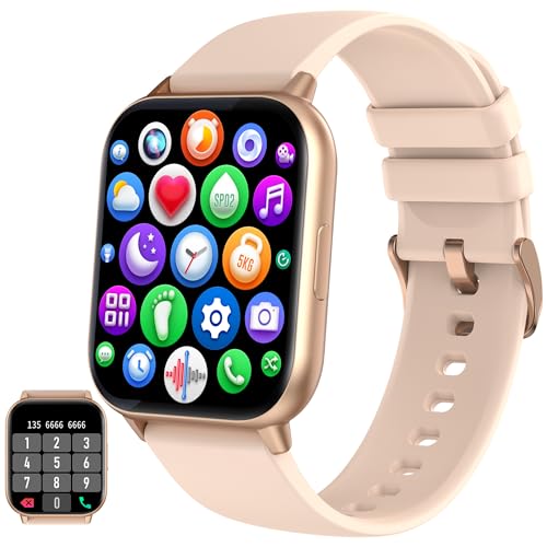 4.3 cm (1.7 Zoll) Handy-Smartwatch, Anrufe annehmen/tätigen, Fitness-Uhr mit KI-Steuerung, Full-Touch-Smartwatch für Damen und Herren, Herzfrequenz-/Schlafmonitor-Armbanduhr von MVEFOIT