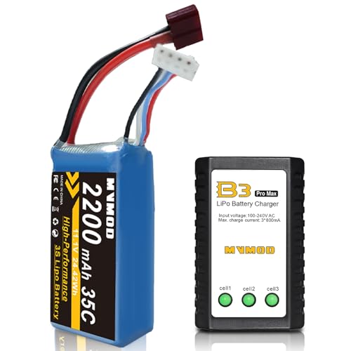 MVMOD 3S LiPo Akku mit Ladegerät Kit, 2200mAh 11.1V 35C Lipo Akku mit Deans T Stecker für RC Flugzeug RC Quadcopter Helikopter Drohne FPV, mit 2S-3S Akku Balancer Ladegerät MVMOD 3S LiPo Akku mit Ladegerät Kit, 2200mAh 11.1V 35C Lipo Akku mit Deans T Stecker für RC Flugzeug RC Quadcopter Helikopter Drohne FPV, mit 2S-3S Akku Balancer Ladegerät von MVMOD
