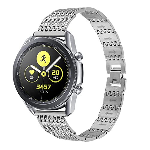 Armband für Galaxy Watch 3 45mm, MVRYCE 22mm Ersatzarmband Bling Strass Edelstahl Verstellbares Uhrenarmband Kompatibel für Galaxy Watch 46mm/Gear S3 Classic/Frontier/Gear 2 R380 (Silber) von MVRYCE