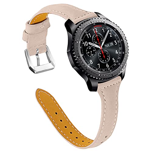 Galaxy Watch 3 45mm Lederband, MVRYCE 5,5"-8,0" Ersatz Original Lederband 22mm Schlank Verstellbares Armband Kompatibel mit Galaxy Watch 3 45mm/Galaxy Watch 46mm/Gear S3 Frontier/Classic (A05) von MVRYCE