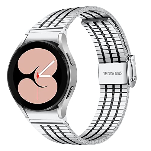 Galaxy Watch 4 40 mm Lederarmband, MVRYCE Edelstahl Verstellbares Armband Ersatz Uhrenarmband Metall Uhrenarmband für Samsung Galaxy Watch 4 40mm 44mm/Watch 4 Classic 42mm (Y06) von MVRYCE