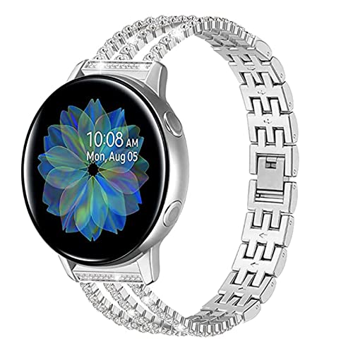 Galaxy Watch 4 Band, MVRYCE 20mm Ersatz Edelstahl Verstellbares Uhrenarmband Kompatibel mit Galaxy Watch 4/Classic/Classic LTE/Galaxy Watch 3 41mm/Galaxy Watch 42mm/Active 40mm/Gear S2 (Silber) von MVRYCE